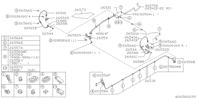 1996 Subaru Impreza Brake Hose Clamp Diagram for 627013001