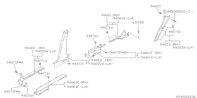 2000 Subaru Impreza Inner Trim Diagram 1