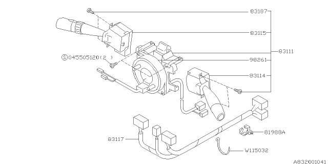 2000 Subaru Impreza Combination Switch Diagram for 83111FC220