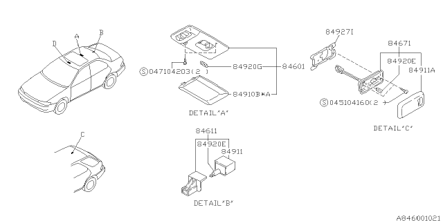 1994 Subaru Impreza Lamp - Room Diagram 1