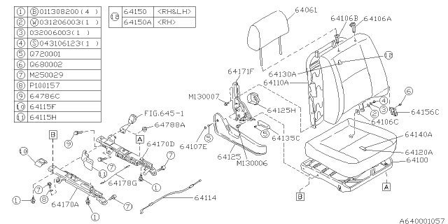 1995 Subaru Impreza Lock BUSHING HEADREST Diagram for 64280FA130EM