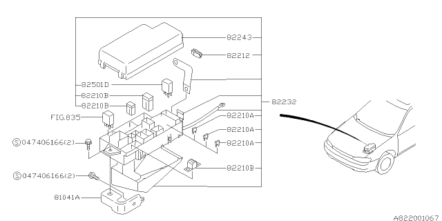 1999 Subaru Impreza Fuse-Main Diagram for 82211FC080