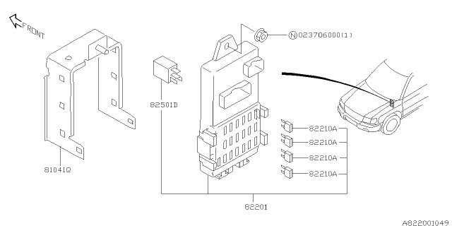 1999 Subaru Impreza Joint Box Assembly Diagram for 82215FA200