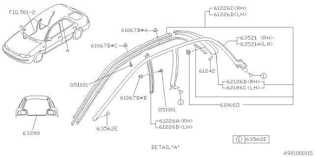 1993 Subaru Impreza Weather Strip Diagram 1