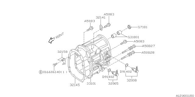 2000 Subaru Impreza Manual Transmission Transfer & Extension Diagram 3