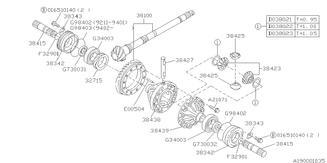 1994 Subaru Impreza Differential - Transmission Diagram 2