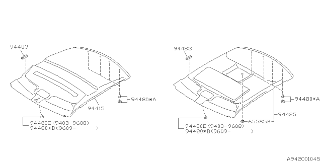 1999 Subaru Impreza Roof Trim Diagram 1