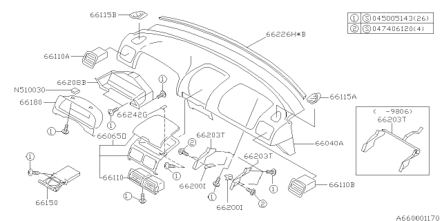 2001 Subaru Impreza Instrument Panel Diagram 5