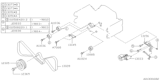 1999 Subaru Impreza Camshaft & Timing Belt Diagram 3