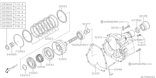 1998 Subaru Impreza Automatic Transmission Transfer & Extension Diagram 3