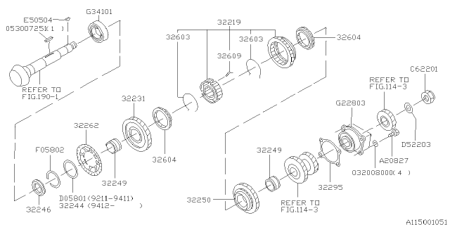 1995 Subaru Impreza BUSHING Drive Gear 1-2 Diagram for 32249AA003