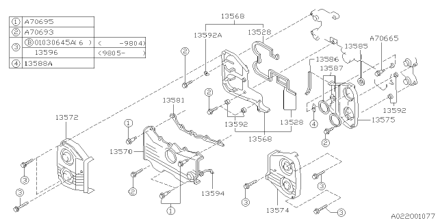 1998 Subaru Impreza Cover Assembly Timing Belt Diagram for 13568AA072