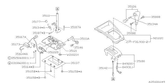 2000 Subaru Impreza Indicator Assembly Diagram for 35180FC010