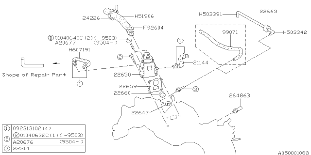 1995 Subaru Impreza Air Control Valve Gasket Diagram for 22659AA060