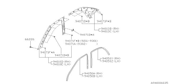 1996 Subaru Impreza Inner Trim Diagram 4