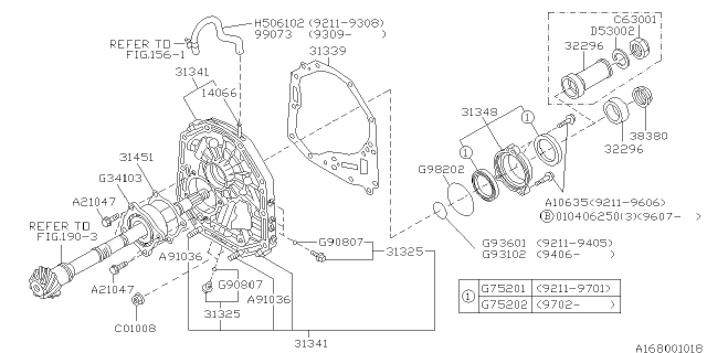 1997 Subaru Impreza PT260393 Gasket Trans Cas Diagram for 31339AA122