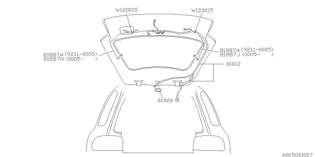 1995 Subaru Impreza Cord - Rear Diagram 2