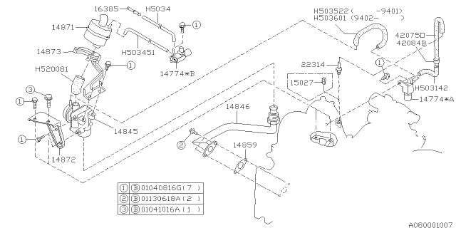 1996 Subaru Impreza BOLT/WASHER Assembly Diagram for 01130618A