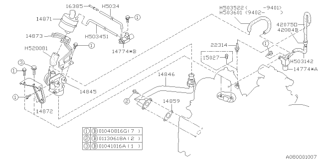 1995 Subaru Impreza Air Suction Valve Diagram