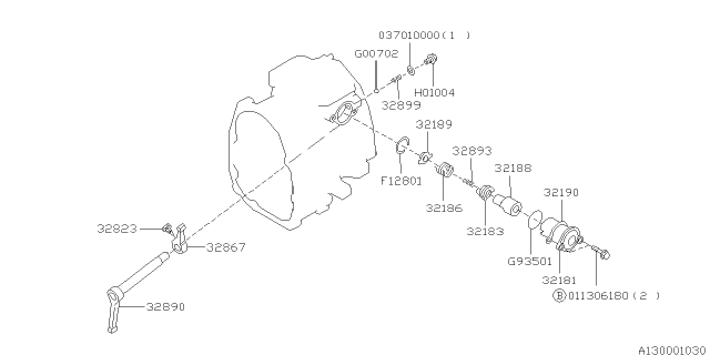 1997 Subaru Impreza Shifter Fork & Shifter Rail Diagram 1