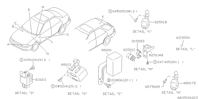 1997 Subaru Impreza Electrical Parts - Body Diagram 3