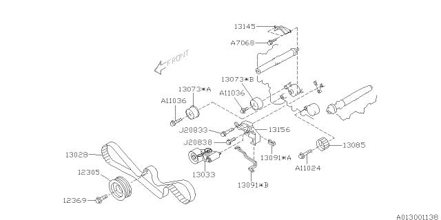 2001 Subaru Impreza Camshaft & Timing Belt Diagram 1