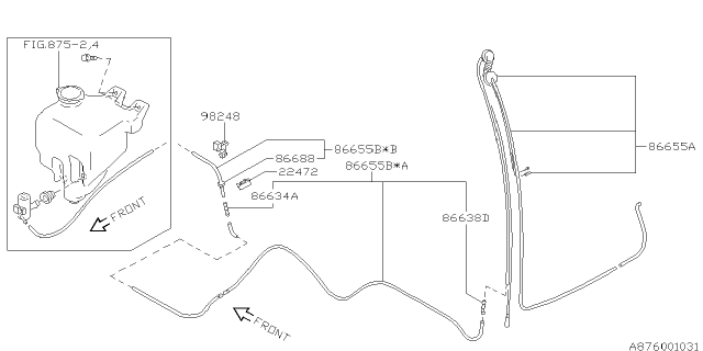 1999 Subaru Impreza Hose Diagram for 86655FA080