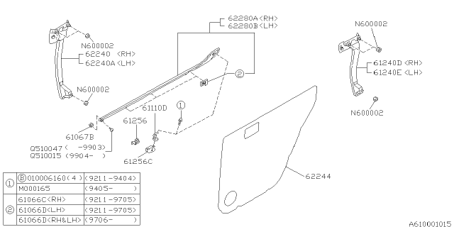 1999 Subaru Impreza Rear Door Panel Diagram 2