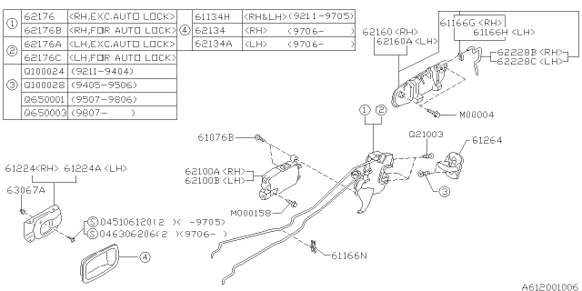 1994 Subaru Impreza Rear Door Lock Actuator Assembly, Right Diagram for 63316FA000