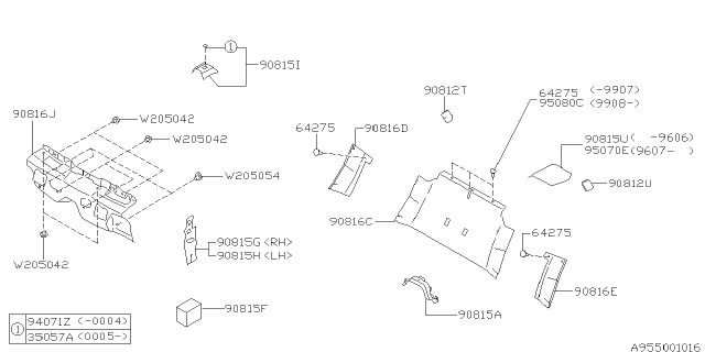 2000 Subaru Impreza Cover Rear Floor RH Diagram for 95040FA040