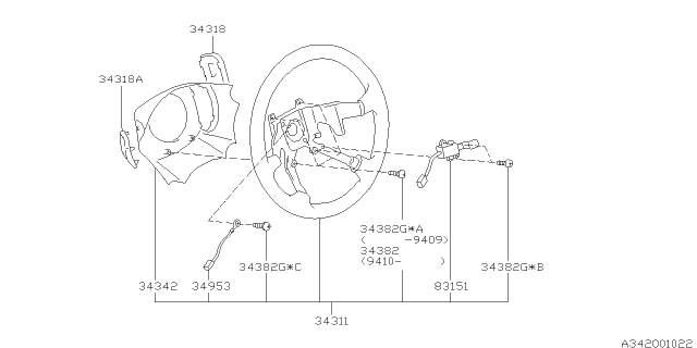 1996 Subaru Impreza Steering Wheel Diagram 2