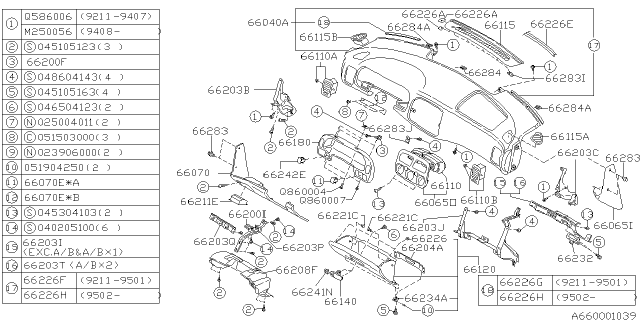 1994 Subaru Impreza Pocket Assembly Diagram for 66510FA000MJ