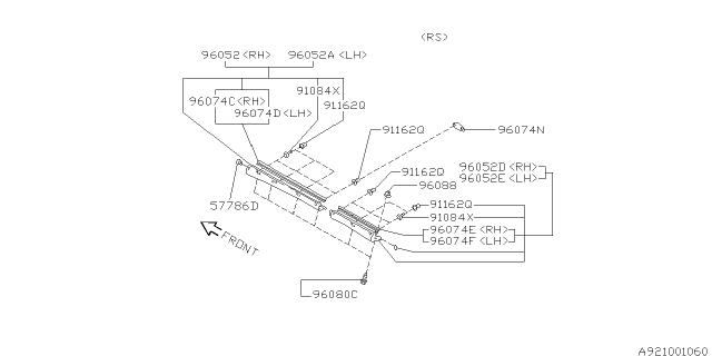 2001 Subaru Impreza Protector Diagram for 96054FA150