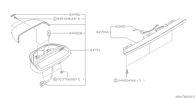 1995 Subaru Impreza Lamp - High Mount Stop Lamp Diagram 1