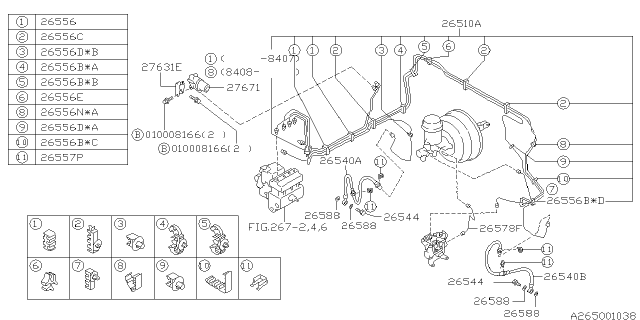1993 Subaru Impreza Brake Hose Front RH Diagram for 26531AA001