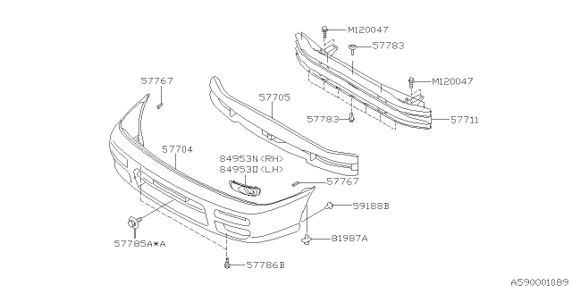 1997 Subaru Impreza Front Bumper Diagram 1