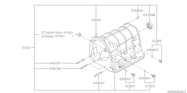 1995 Subaru Impreza Case Assembly Trans At Diagram for 31311AA291