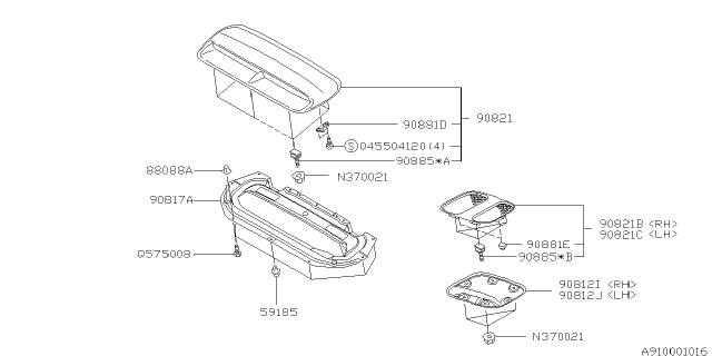 2001 Subaru Impreza Bolt Diagram for 90824FA020