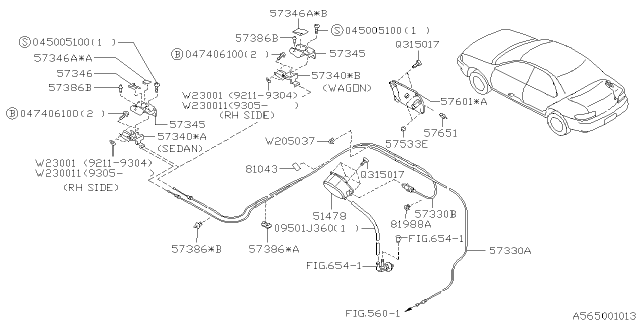 1994 Subaru Impreza Clip Diagram for 57333AA040