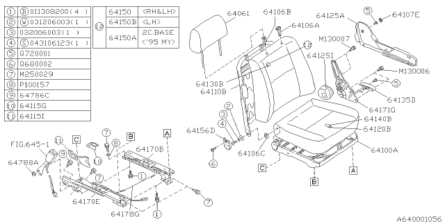 1994 Subaru Impreza Front Seat Cushion Cover Assembly, Left Diagram for 64210FA091MU