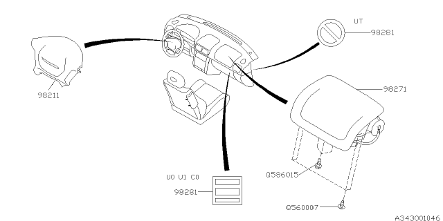 2000 Subaru Impreza A/B Module Assembly Diagram for 98211FA201ML