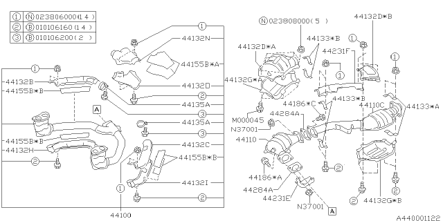 1998 Subaru Impreza Pipe Cover Diagram for 44131FA420