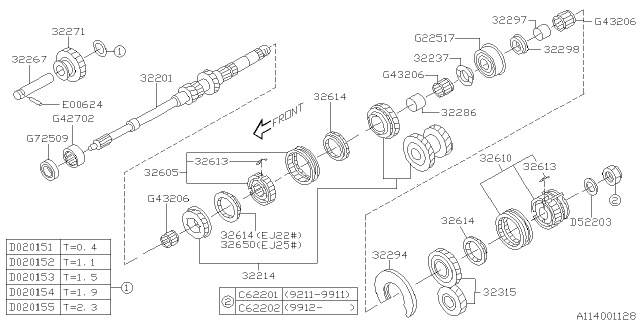 2000 Subaru Impreza PT110303 Gear Set 3RD-4TH Diagram for 32214AA420