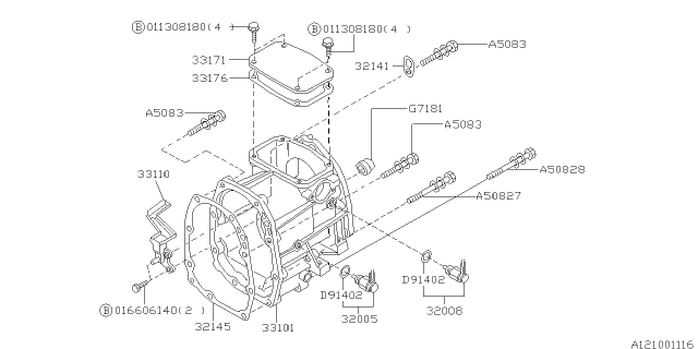 1999 Subaru Impreza Manual Transmission Transfer & Extension Diagram 3