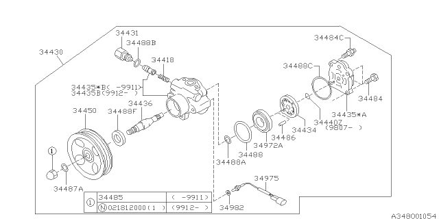 2000 Subaru Impreza Bolt Diagram for 34435FA010