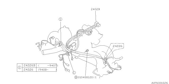 1993 Subaru Impreza Engine Wiring Harness Diagram for 24020AB191