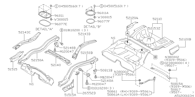 1994 Subaru Impreza Fuel Cover Diagram for 96018AA011