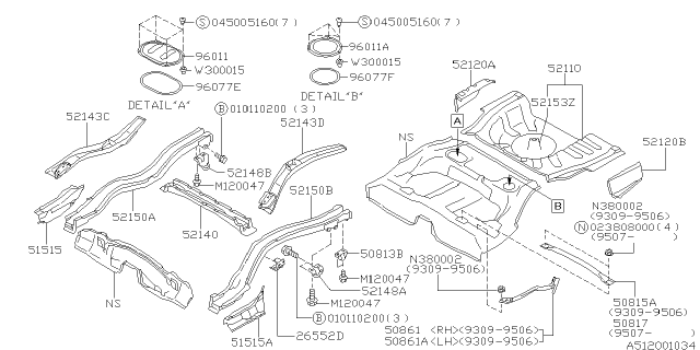 1994 Subaru Impreza Reinforcement Complete Front Side L Diagram for 52143AA270