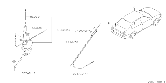 1997 Subaru Impreza Audio Parts - Antenna Diagram