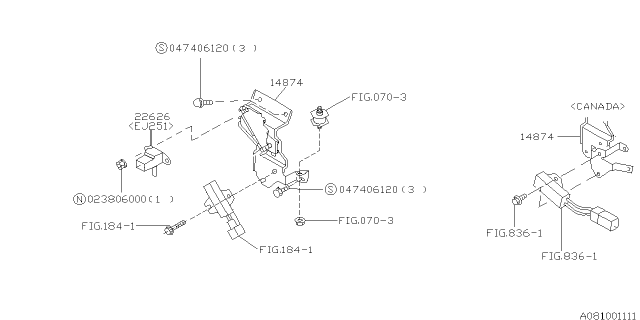 2001 Subaru Impreza Sensor Pressure And Filter Diagram for 22626AA000